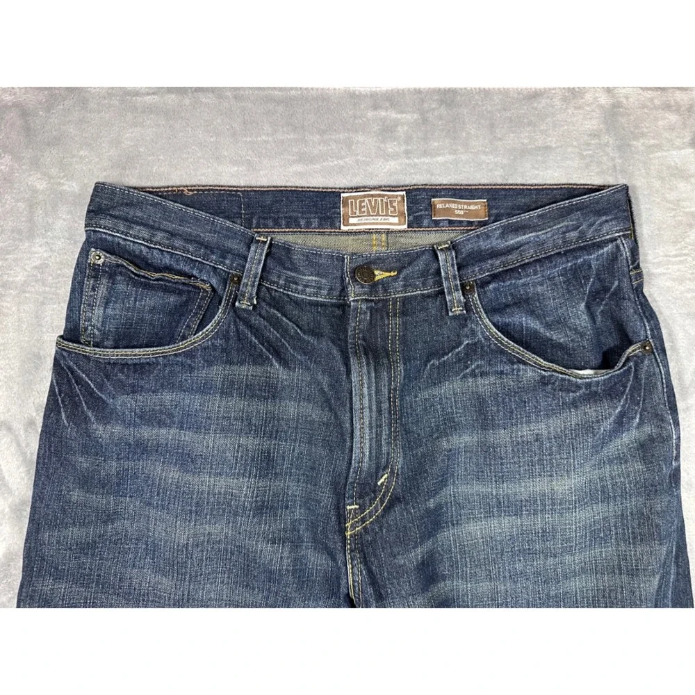 Levis 559 Relaxed Straight Jeans Mens 34x32 Dark Wash Blue Denim 100% Cotton